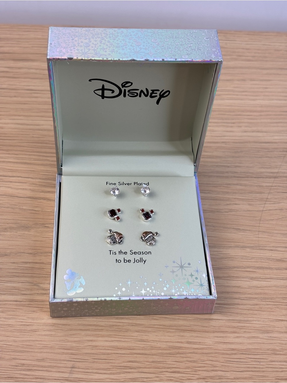 Disney Brand "Tis the Season to be Jolly" Fine Silver‎ Plated Earring Set NEW!